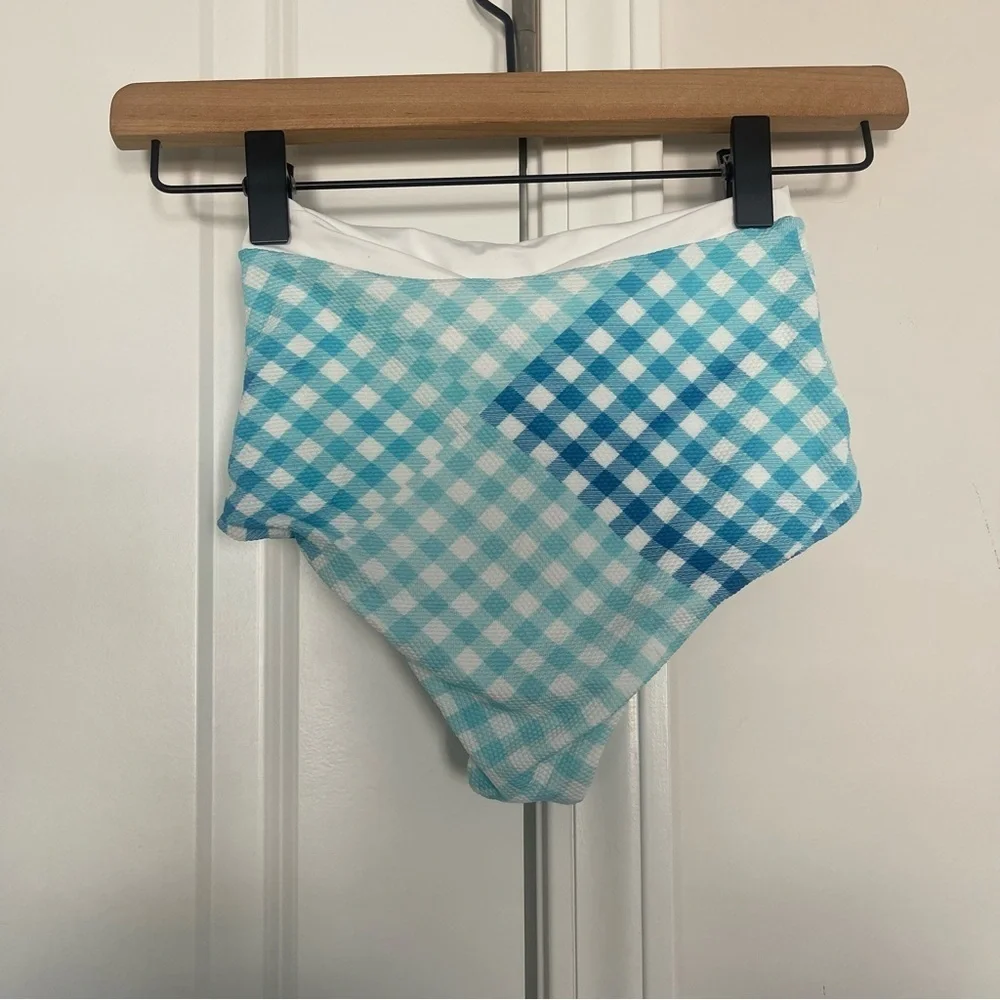 NWT L*Space Picnic Plaid Portia‎ High Waist Bottoms Blue White